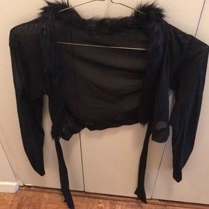 Thin, mesh shawl with faux fur, xs